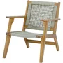 MERIDA Fauteuil de jardin bas en bois d'Acacia FSC et corde - Vert olive - 67 x 81 x 71 cm