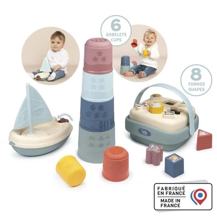 Smoby Little Coffret d'Éveil et de Bain, 3 Jeux dont Magic Tower, Tri de Formes et Bateau à Voile, Jouet Éducatif dès 12 Mois, Fabriqué en France Smoby Little Coffret d'Éveil et de Bain, 3 Jeux dont Magic Tower, Tri de Formes et Bateau à Voile, Jouet Éducatif dès 12 Mois, Fabriqué en France
