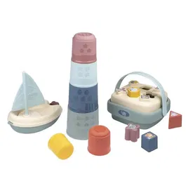 Smoby Little Coffret d'Éveil et de Bain, 3 Jeux dont Magic Tower, Tri de Formes et Bateau à Voile, Jouet Éducatif dès 12 Mois, Fabriqué en France
