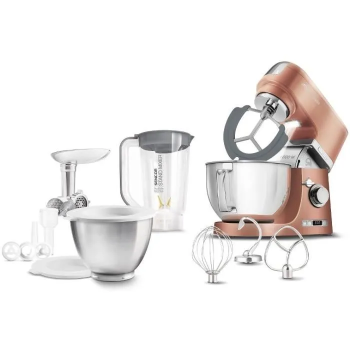 Sencor STM 7876GD - Robot pâtissier 1000 W avec bol inox 4,5 L, 8 vitesses, écran LED et accessoires (hachoir, batteur) Sencor STM 7876GD - Robot pâtissier 1000 W avec bol inox 4,5 L, 8 vitesses, écran LED et accessoires (hachoir, batteur)