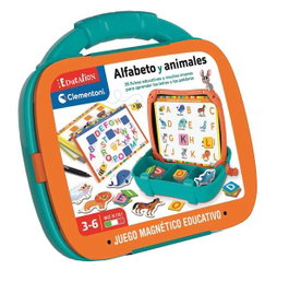 Clementoni Maletín magnético alfabeto y animales - Mallette magnétique alphabet et animaux pour préparer l'école, 27,5 x 23 x 5 cm