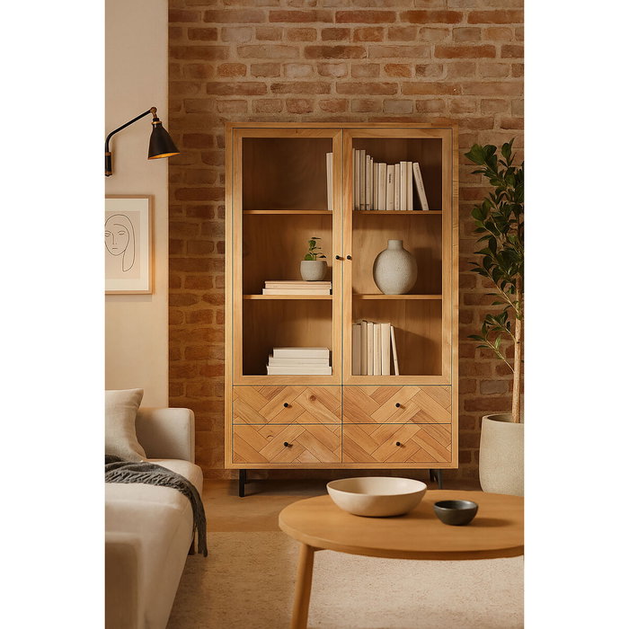 Présentoir Home ESPRIT Verre Acacia 100 x 40 x 185 cm Présentoir Home ESPRIT Verre Acacia 100 x 40 x 185 cm