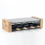 Hkoenig WOD8 Appareil à raclette et grill pour 8 personnes, pierre de cuisson 38x19.5 cm, design bois, 1200W, thermostat réglable
