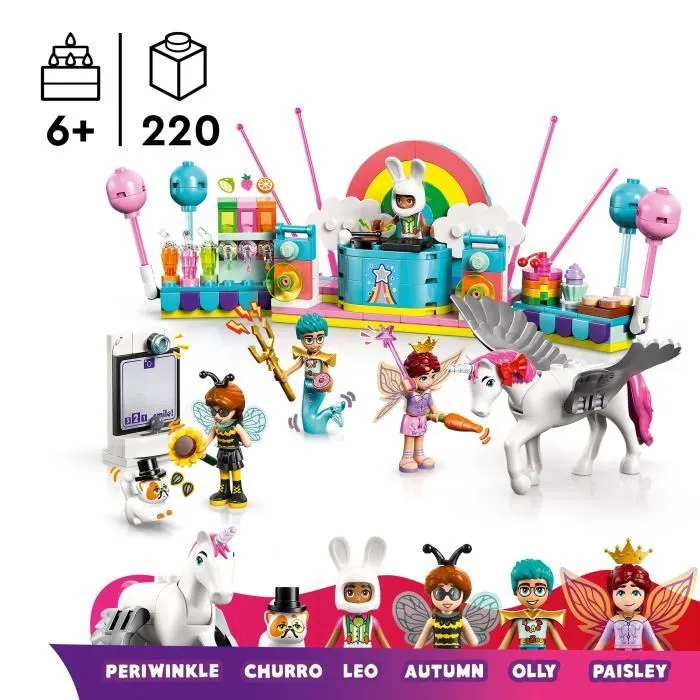 Lego Friends 42661 Soirée Déguisée avec une Licorne et une Fée - Jeu de Construction pour Enfants dès 6 Ans avec 4 Mini-Poupées, Chat et Cheval