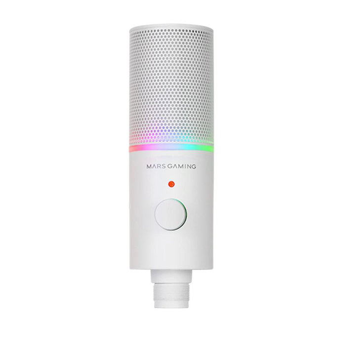 Mars Gaming Mmicxt Microphone Professionnel avec RGB, Cardioïde et Omnidirectionnel, USB, Blanc
