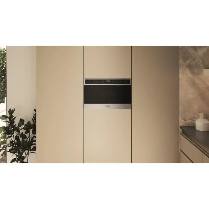 Whirlpool WMN4I4BXF - Four micro-ondes encastrable 22 L inox anti-traces - Gril quartz, technologie CRISP, diffusion 3D System