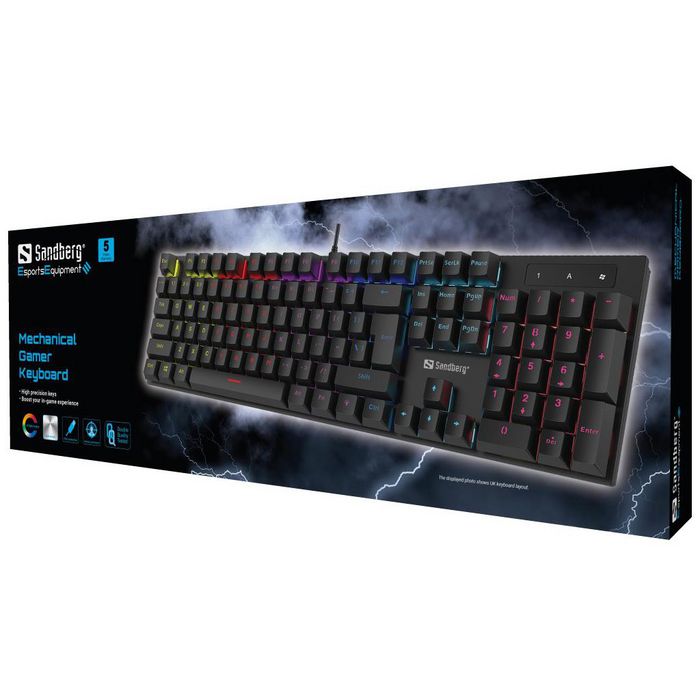 Sandberg Clavier Mécanique Gamer avec 105 Touches et Rétroéclairage RGB (Disposition AZERTY Allemande)