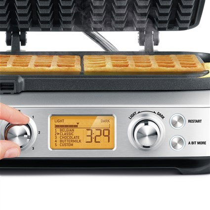 Sage SWM620BSS4EEU1 Gaufrier double rectangulaire avec écran LCD, surface en acier inoxydable brossé et minuterie automatique