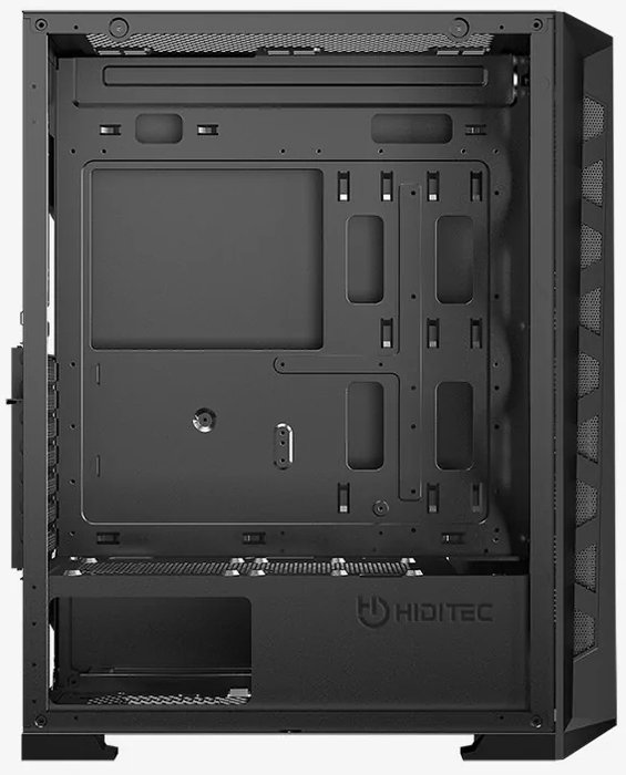 Hiditec MH12 Boîtier PC Gaming ATX Noir - Panneau Latéral en Verre Trempé, USB Type-C, 4 Ventilateurs ARGB, Filtre Anti-Poussière