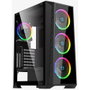 Hiditec MH12 Boîtier PC Gaming ATX Noir - Panneau Latéral en Verre Trempé, USB Type-C, 4 Ventilateurs ARGB, Filtre Anti-Poussière