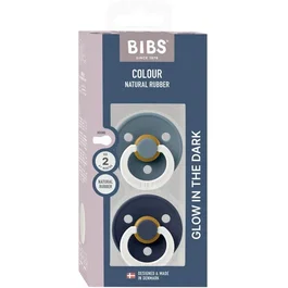 BIBS Sucette Bébé Taille 2 Petrol Deep Space - Pack de 2 avec Embout Rond Phosphorescent