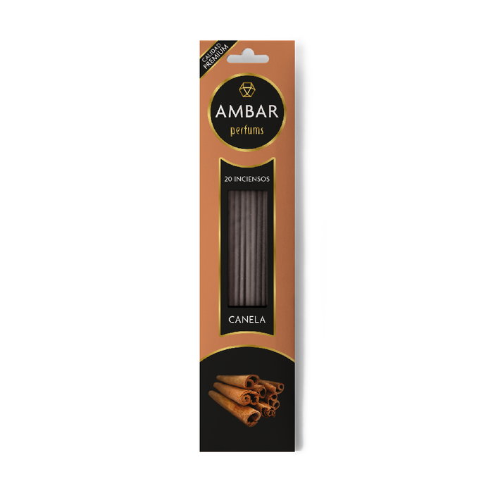 Ambar - Incienso Canela - Encens 20 Bâtonnets - Fragrance chaude et épicée - Qualité premium artisanale - Fabriqué en Inde Ambar - Incienso Canela - Encens 20 Bâtonnets - Fragrance chaude et épicée - Qualité premium artisanale - Fabriqué en Inde