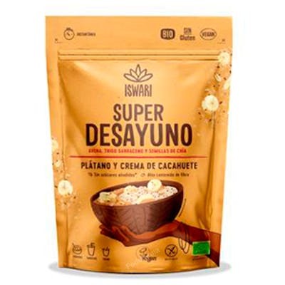 ISWARI Super Petit-Déjeuner Banane et Beurre de Cacahuète 360g Bio Sans Gluten Vegan ISWARI Super Petit-Déjeuner Banane et Beurre de Cacahuète 360g Bio Sans Gluten Vegan