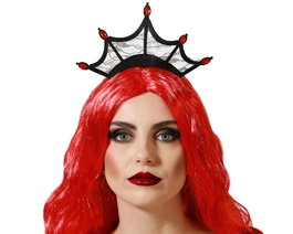 Diadema Halloween Telaraña Negra Rojo