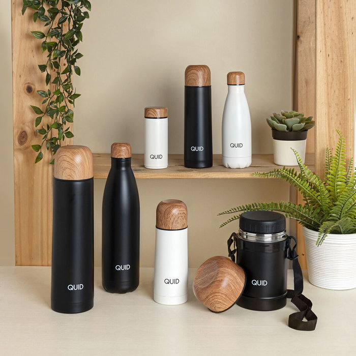 Quid Thermos Cocco 0,5 L Acier Inoxydable Noir Mate, Double Paroi, 12h Chaud/Froid, Bouchon Antifuites