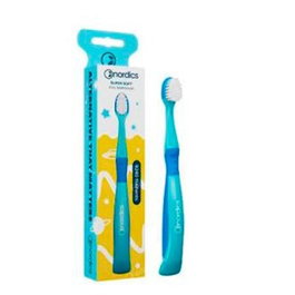 Nordics Oral Care Cepillo Dental 9.240 - Brosse à dents enfant ultra-souple aux filaments fins avec manche silicone, thème sirène bleue