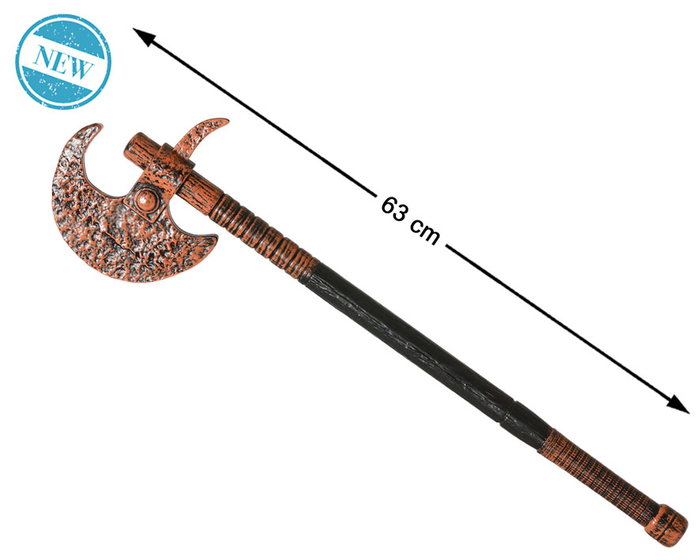 Atosa Hache médiévale à une seule lame de 63 cm avec manche noir et cuivre Atosa Hache médiévale à une seule lame de 63 cm avec manche noir et cuivre