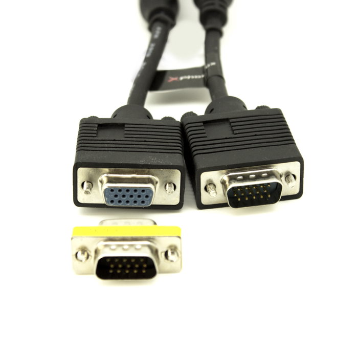 Phoenix Technologies Cable VGA Prolongateur Mâle-Mâle 5 Mètres Noir avec Adaptateur