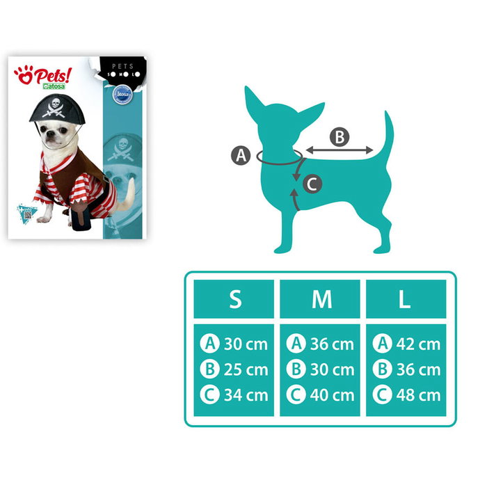 BigBuy Pets Déguisement Pirate Rouge Taille S pour Chien