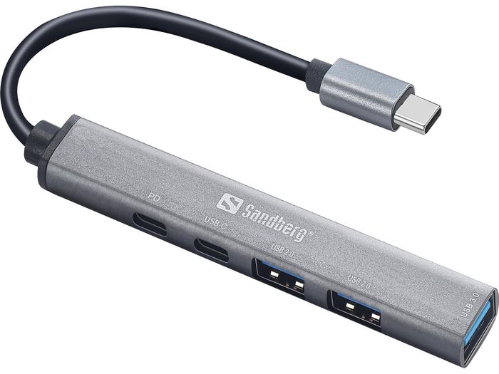 Sandberg USB-C vers 3xUSB-A + 2xUSB-C Hub SAVER Gris
