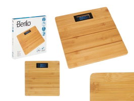 Berilo Balance digitale en bambou 30x30 cm, capacité max 150 kg, écran LED (Set de 6)