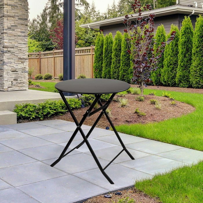 Table Piable Aktive Ronde Noir Acier 60 x 70 cm