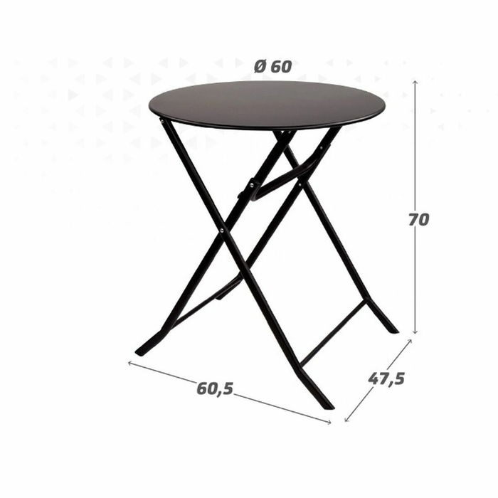 Table Piable Aktive Ronde Noir Acier 60 x 70 cm