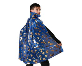 Atosa Cape courte bleue avec détails dorés et col montant 75 cm