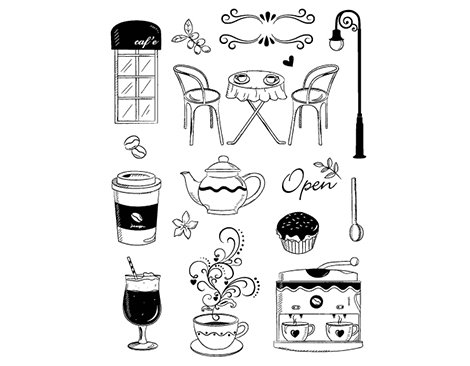 Innspiro Set de tampons acryliques Cafetería 14x18cm