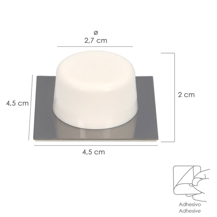 Wolfpack Butoir de porte adhésif blanc avec plaque métallique Wolfpack Butoir de porte adhésif blanc avec plaque métallique