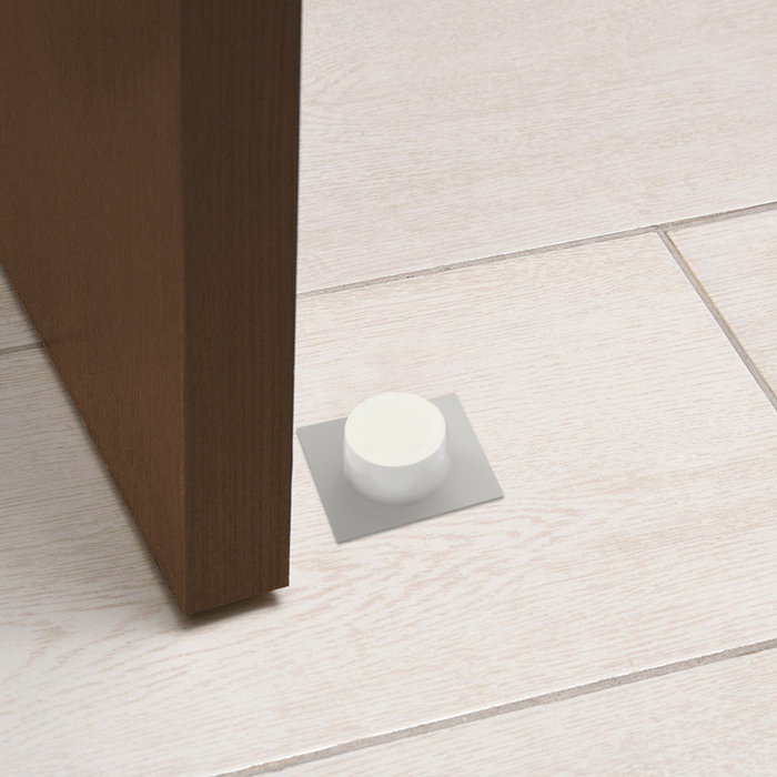 Wolfpack Butoir de porte adhésif blanc avec plaque métallique Wolfpack Butoir de porte adhésif blanc avec plaque métallique