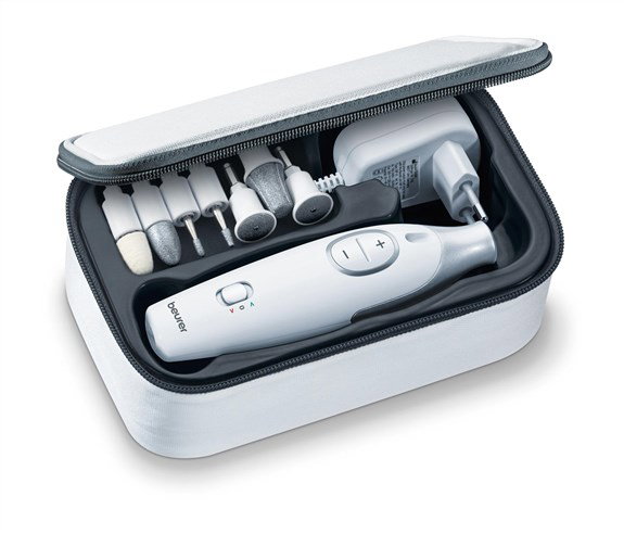 Beurer MP-42 - Set de Manucure et Pédicure Professionnel avec Lumière LED - 7 Embouts en Saphir - Rotation Réglable Droite/Gauche