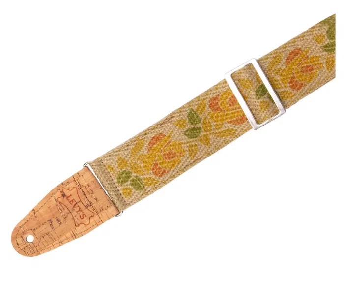 LEVYS Correa Vegan Hemp Series 2" Floral Jaune et Orange pour Guitare