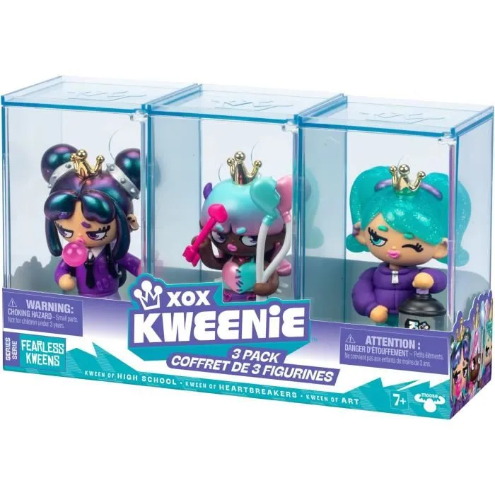 XOX KWEENIE Pack de 3 poupées Fearless 13 cm - Collection pour enfants à partir de 7 ans avec finitions uniques