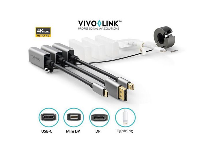 Vivolink Anneau d'Adaptateur Pro USB-C vers HDMI, DisplayPort, Mini DisplayPort, Apple Lightning - 4K@60Hz (Sauf Lightning) pour Salle de Réunion Vivolink Anneau d'Adaptateur Pro USB-C vers HDMI, DisplayPort, Mini DisplayPort, Apple Lightning - 4K@60Hz (Sauf Lightning) pour Salle de Réunion