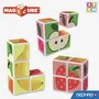 Geomag MAGICUBE Fruits - Set de construction magnétique avec 4 cubes, 131 pièces et cartes modèles - STEM - Pour apprentissage par le jeu