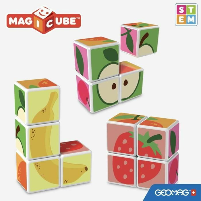 Geomag Magicube 131 - Blocs magnétiques avec fruits imprimés et cartes incluses
