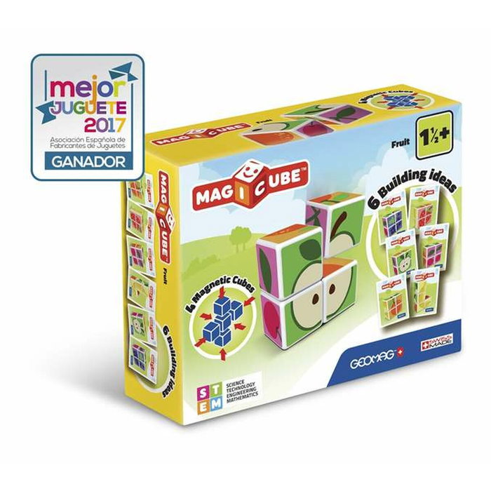 Geomag Magicube 131 - Blocs magnétiques avec fruits imprimés et cartes incluses