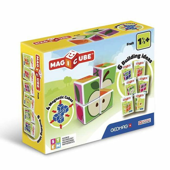 Geomag Magicube 131 - Blocs magnétiques avec fruits imprimés et cartes incluses
