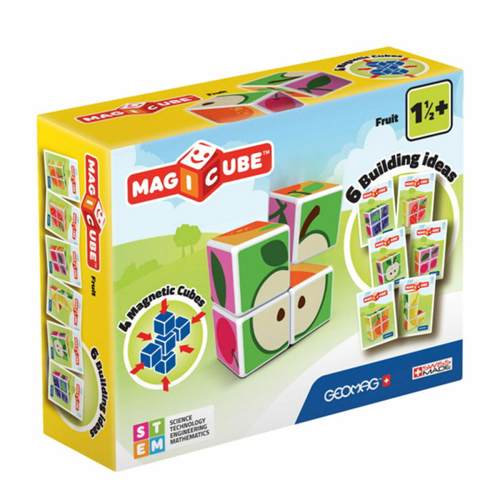 Geomag Magicube 131 - Blocs magnétiques avec fruits imprimés et cartes incluses