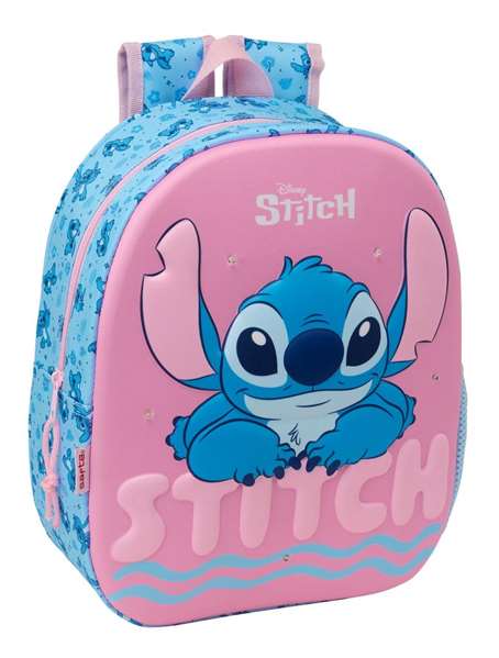 Safta Mochila 3D avec LEDs Stitch 27x33x10 cm - Sac à dos pour enfant à partir de 3 ans