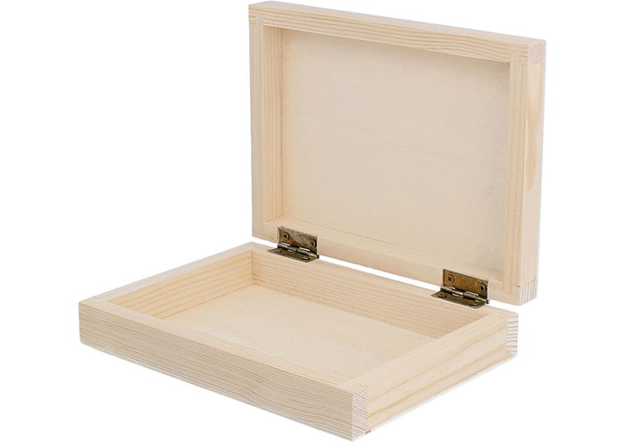 Innspiro Boîte rectangulaire en bois de pin massif et placage 15x11x3,5cm
