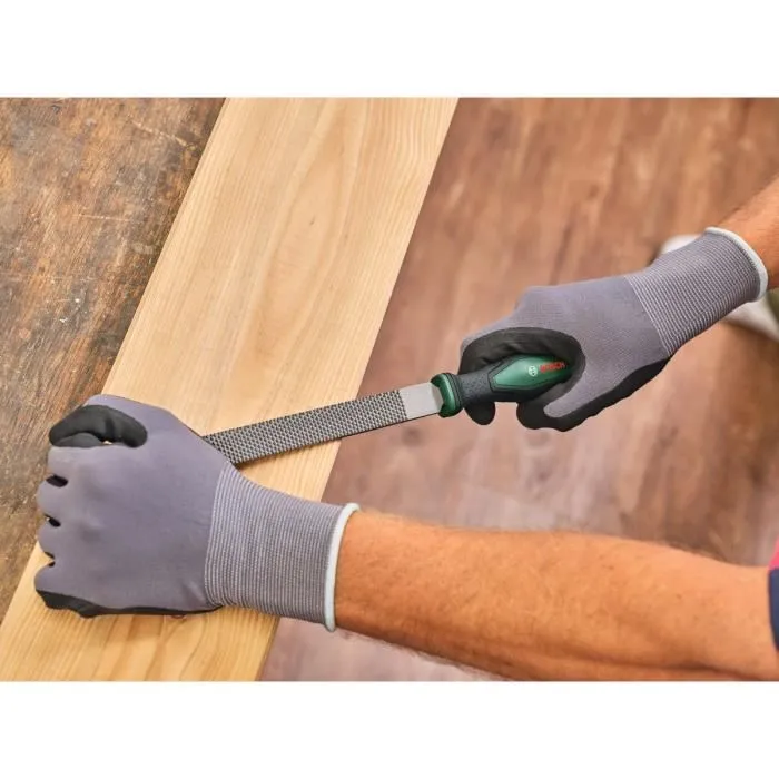 Bosch Set de 5 limes à main (ronde, demi-ronde, plate, triangulaire, carrée) en acier au carbure dur Softgrip pour finition Bosch Set de 5 limes à main (ronde, demi-ronde, plate, triangulaire, carrée) en acier au carbure dur Softgrip pour finition