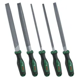 Bosch Set de 5 limes à main (ronde, demi-ronde, plate, triangulaire, carrée) en acier au carbure dur Softgrip pour finition