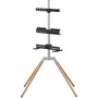 One For All Quadpod TV Stand - Bois clair et métal - Orientable 360°