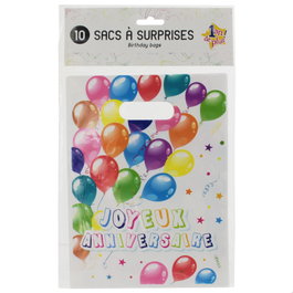 Party Time Lot de 10 sacs d'anniversaire motif ballons