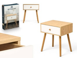 Giftdecor Table d'appoint avec tiroir 40x30x47 cm Blanc Bois MDF