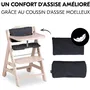 Hauck Chaise haute évolutive BETA+ Bois FSC, blanc vieilli - De 6 mois à 90 kg, harnais 5 points, roulettes, plateau amovible et repose-pieds ajustable