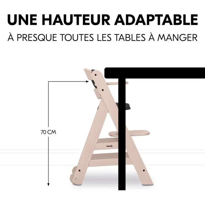 Hauck Chaise haute évolutive BETA+ Bois FSC, blanc vieilli - De 6 mois à 90 kg, harnais 5 points, roulettes, plateau amovible et repose-pieds ajustable Hauck Chaise haute évolutive BETA+ Bois FSC, blanc vieilli - De 6 mois à 90 kg, harnais 5 points, roulettes, plateau amovible et repose-pieds ajustable