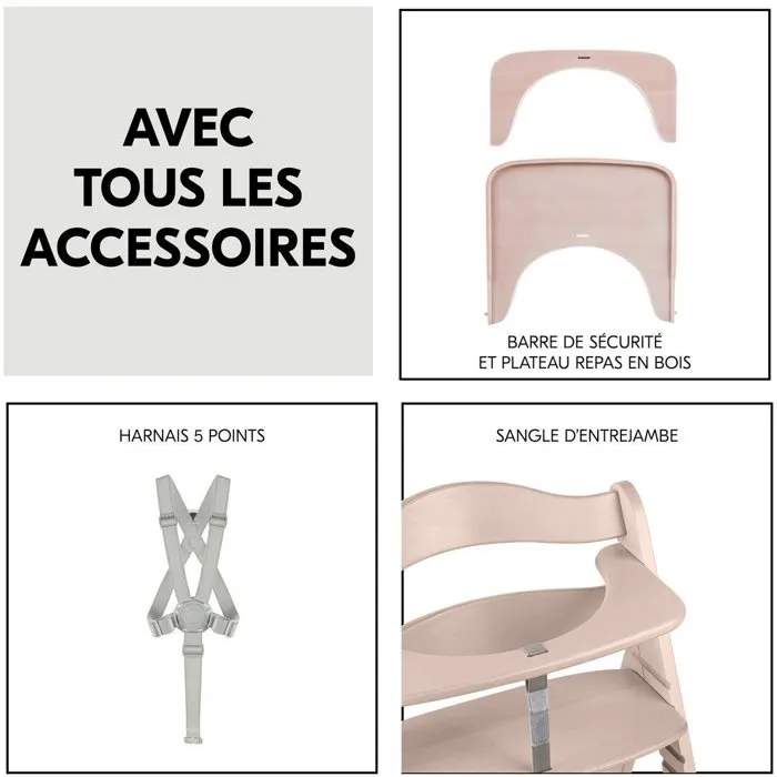 Hauck Chaise haute évolutive BETA+ Bois FSC, blanc vieilli - De 6 mois à 90 kg, harnais 5 points, roulettes, plateau amovible et repose-pieds ajustable Hauck Chaise haute évolutive BETA+ Bois FSC, blanc vieilli - De 6 mois à 90 kg, harnais 5 points, roulettes, plateau amovible et repose-pieds ajustable